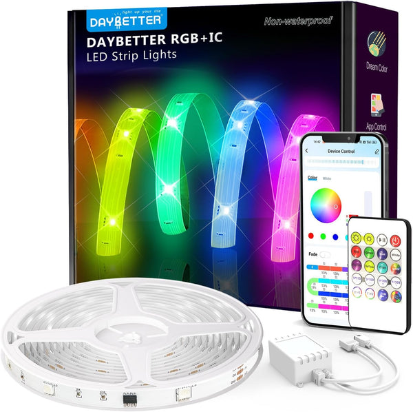DAYBETTER Smart IC LED Strip Lights, BGRIC LED Lights for Bedroom 32.8