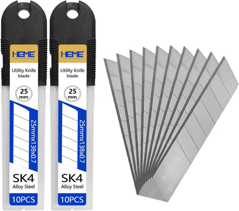 HIEMTE Tools 20Pcs 25mm Utility Knife Replacement Blades Snap off 60 DegreeBlades for