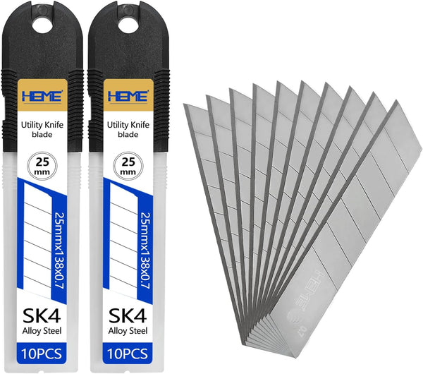 HIEMTE Tools 20Pcs 25mm Utility Knife Replacement Blades Snap off 60 DegreeBlades for