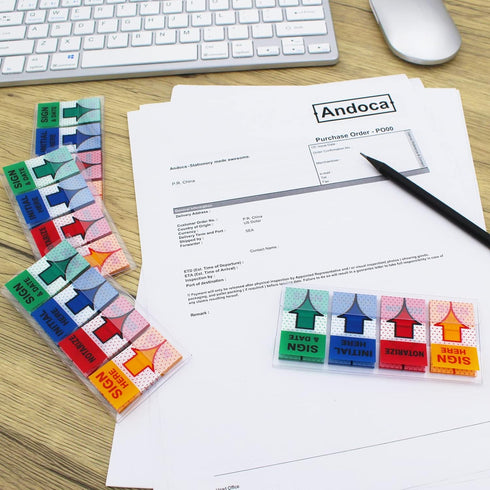 Message Flags Assorted Colors, "Sign Here"/"Notarize"/"Initial Here", 800 Pages Total, Easy to Post