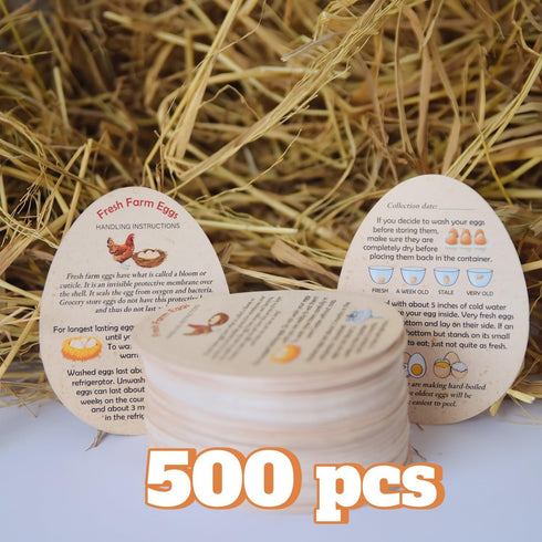 RucaDeco 500 2.7 3.5 Inches Pcs Premium Fresh Farm Egg Handling Instruction Cards - X - Egg Stamps for Eggs Care Egg
