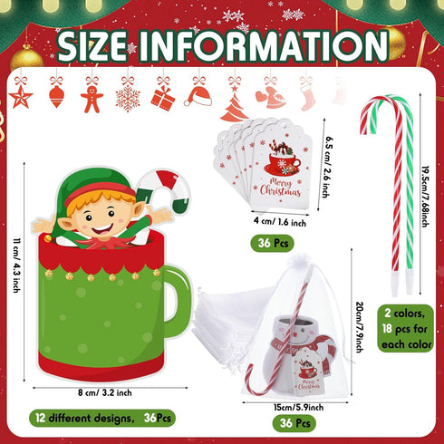 Pasimy 36 Pcs Christmas Sticky Notes, Xmas Self Stick Memo Pads, Coffee Cup Santa Notepad Set, Christmas Gift