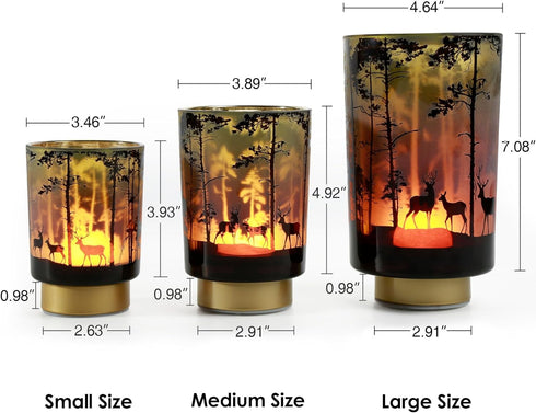 Eywamage Small Battery Operated Table Lamp, Forest Deer Mood Light with Remote, Cordless Glass Lamp for Bedroom Living Room Kitchen Entryway by Eywamage