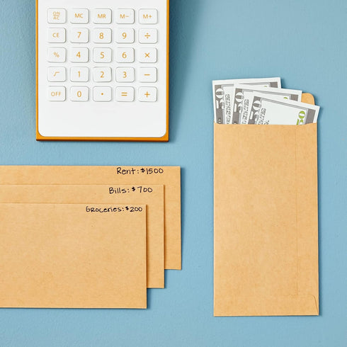 Juvale 100-Pack Brown #7 Small Money Envelopes, 3.5 x 6.5 Inches for Budgeting and Money Saving Challenges