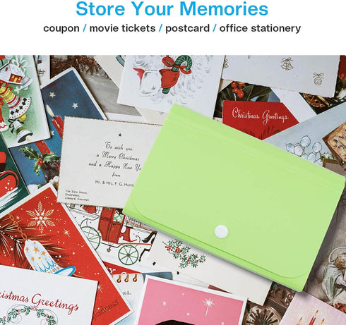 Receipt Organizer Mini Wallet for Coupons, Receipts, Cash, Tax Items, 7x4.5 in with 13 Pockets and Tabs (Green)