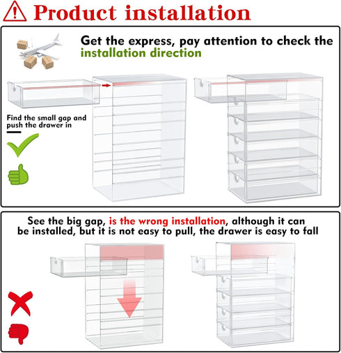 Makeup Organizer with 16 Drawers, 4 Pcs Desktop Office Supplies, Clear Accessories, Dustproof Drawer Storage