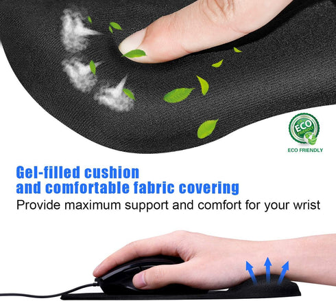 JIKIOU Ergonomic Mouse Pad with Gel Wrist Support, Comfortable Mousepad with Non-Slip PU Base for Computer Laptop Office