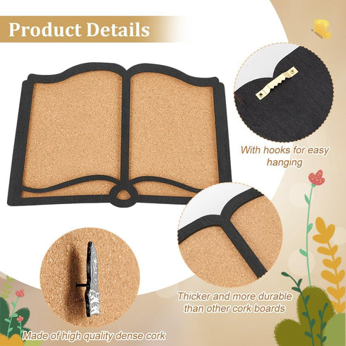 BENECREAT Pin Board Book Cork Board, 0.8inch Thick Wall Mounted Display Board for Home Office School Decor