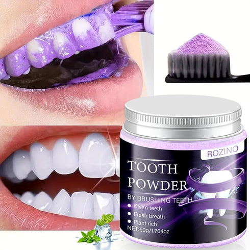(1) Purple Teeth Whitening Powder,Mint Fresh Breath,Stain Removal,Fluoride Free Dental Care for Sensitive Teeth & Long