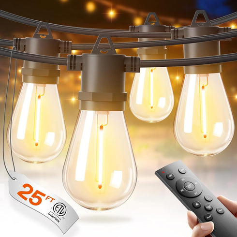 addlon 25FT LED Outdoor String Lights with Edison Shatterproof Bulbs, Heavy-Duty and