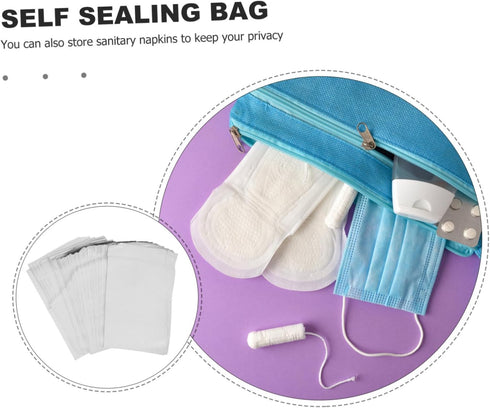 200pcs Beavorty Menstrual Pouches Napkin Disposal Bags for Women Self-Sealing Strong and Thick Privacy for Bathroom