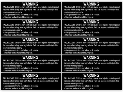 Besttile 10 PCS High Chair Warning Labels 2x7 Inch Fall Hazard Warning Labels