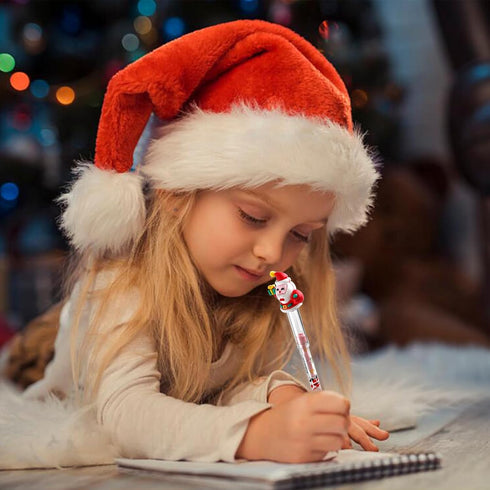 KIMOBER 24PCS Christmas Pencils, Multi Point Stackable Push Pencil with Santa, Christmas Tree, Snowman for Kids