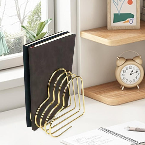 Fenteer Bookend Desk Book Storage Rack Portable Solid Multifunction Files Folder Stand Desktop File Sorter for Living