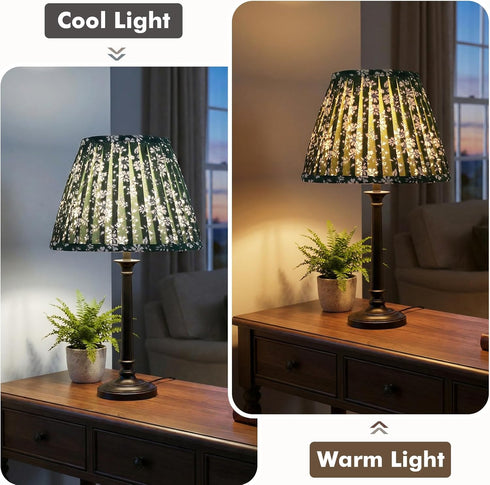 1 Pack, 5x9x6.2 Inch Cozy Country Green Floral Small Lamp Shade - Empire Pleated Lampshade for Bedside, Desk