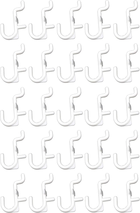 JSP Manufacturing Non-Locking Plastic J Hook Style Hooks, Garage Tool Storage Pegboard Accessories (500, White)