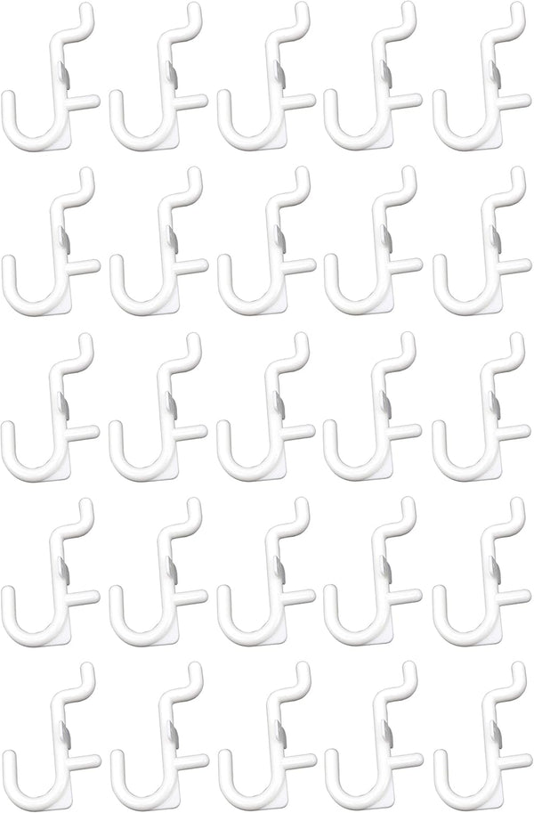 JSP Manufacturing Non-Locking Plastic J Hook Style Hooks, Garage Tool Storage Pegboard Accessories (500, White)