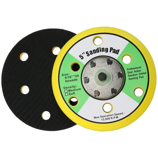Asabocai 5Inch 6 Hole Hook and Loop Orbital Sander Replacement Pad Backing Pad