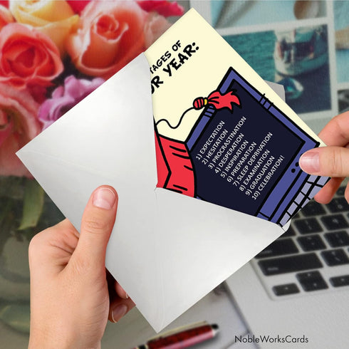 NobleWorks Graduation Greeting Card, 10 Stages of Senior Year with Envelope (4.63 x 6.75 Inch) - C8875GDG