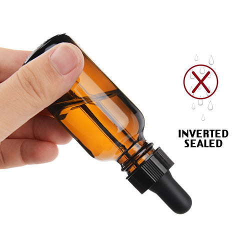 Yesker Amber Glass Bottles for Essential Oils, 60 ml (2oz) with Glass Eye Dropper, Pack of 12