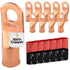 SELTERM 10pcs 4/0 Awg Battery Lugs, 1/2" Stud Ring Terminal Connectors with 12pcs Heat Shrink Tubing Kit