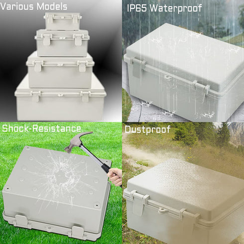 Zulkit Junction Box ABS Plastic Dustproof Waterproof IP65 Electrical Boxes Hinged Shell Outdoor Project Enclosure with