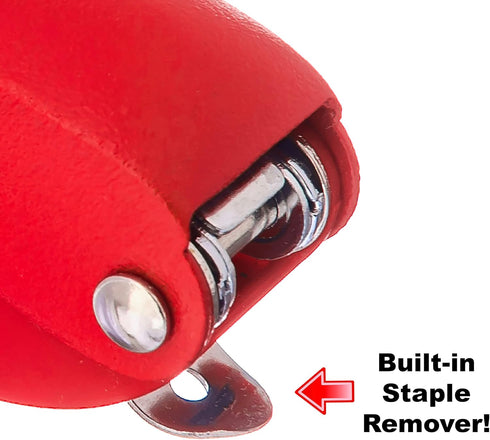 Praxxis Pro Aria-Plus Half-Strip Mini Stapler - Durable, Compact, Colorful Stapler for Office and Travel, Red