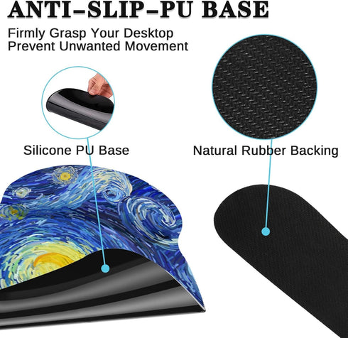 Britimes Mouse Pad 3pcs Set with Wrist Support, Abstract Night Sky Non-Slip Rubber Base for Home Office Gaming