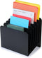 Huron Desktop File Organizer, Slant 6 Slot, Black Commercial Grade Steel for Office Storage