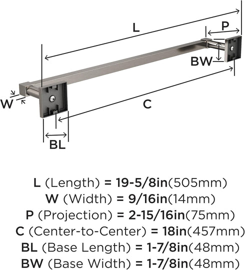 Amerock BH36073MB Matte Black Towel Bar, 18 in (457 mm) Bathroom Towel Holder