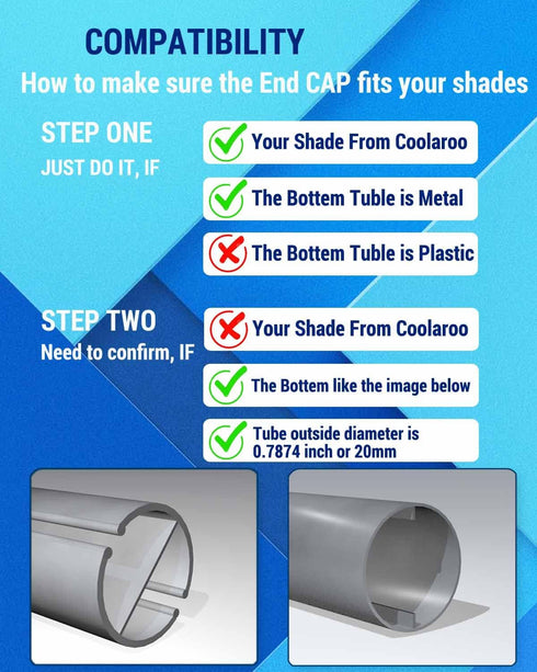 Bungee Kit and End Cap, Shade Tie Downs (2 Set, Black) Compatible with Coolaroo Outdoor Roller Sun Shade Replacement