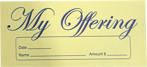 My Offering Envelope - Tithe Church Offering Gift Charity - Gummed Seal Yellow Envelope with Blue Ink (Pack of 100)