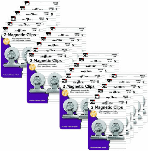 Charles Leonard Magnetic Spring Clips, 2 Per Pack, 24 Packs
