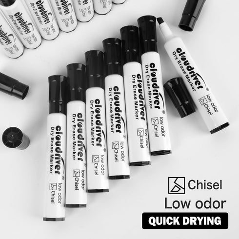 cloudriver Low Odor Dry Erase Markers, 86 Count, Chisel Tip, Black Whiteboard Markers for Office and School