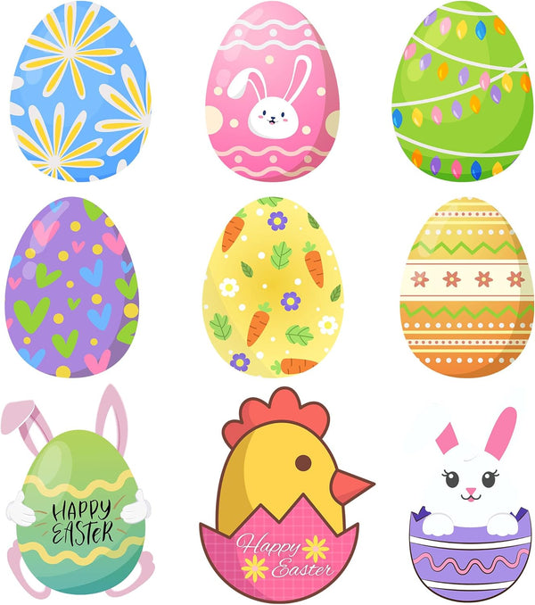 Lucleag 45 PCS Multi Color Easter Egg Cutouts for Bulletin Board Decoration, Easter Party Decoration