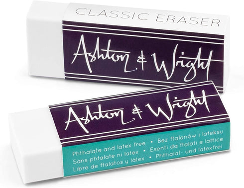Classic Eraser by Ashton and Wright - Pack of 5, Latex Free Plastic Rubber, White