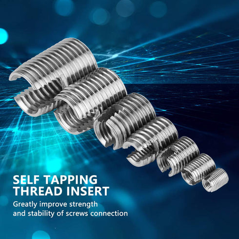 50Pcs Quick Thread Insert with Storage Case, M3 Self Tapping Thread Insert, Stainless Steel Repair Tool