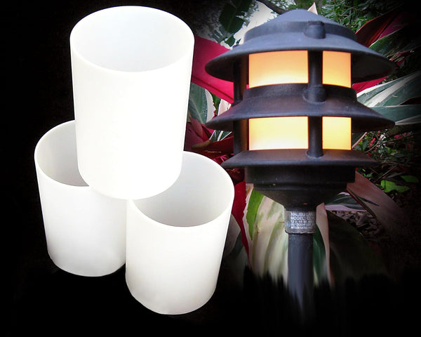 Frosted Plastic Lens Globe for 3 Tier Metal Low Voltage Path Lights, Compatible with Malibu Landscape Lighting, 3 Pack