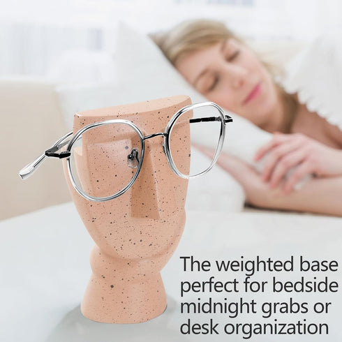 KYIEN Funny Face Eyeglasses Holder Stand for Nightstand Office Desk,Thinking Man Head Shape Resin Display Stands Modern