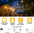15M Dimmable Bulbs, 3 LED Outdoor String Lights Patio Hanging Light with Remote, Waterproof Shatterproof Edison Modes