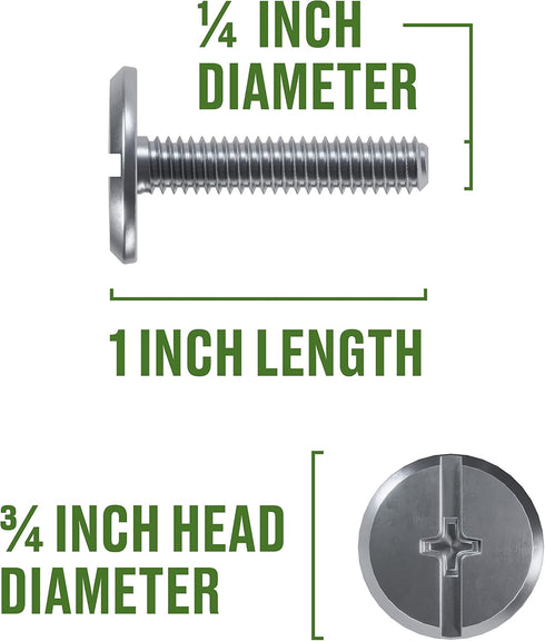Hillman Group Combo Sidewalk Bolt, 25 Pieces, Rust-Resistant, Durable Truss Head, (1/4" x 1") Stainless Steel
