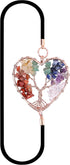 Yoption 2 Pack Tree of Life Elastic Bookmark, Rose Golden Heart Shape Vintage Bookmarks with 7 Chakra Crystals Pendant