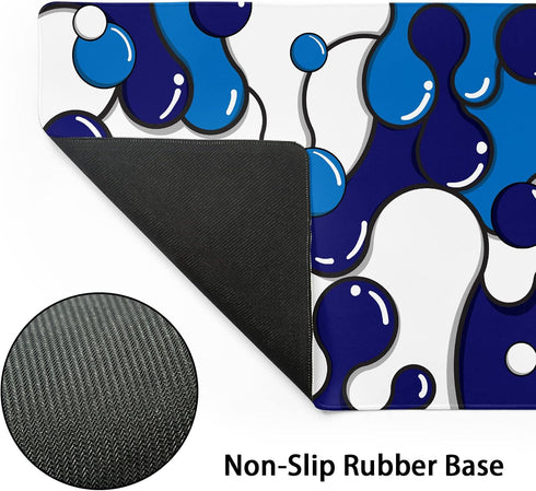 Navy Blue White Mouse Pad, Anime Cool Geometric Japanese Extended Desk Mat 80X30 cm for Gaming Laptop