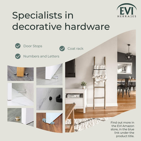 EVI Brass Door Stops | Door Stopper - Screw Fastening - Transparent Rubber Protector - 0.79 x 0.99 Inch