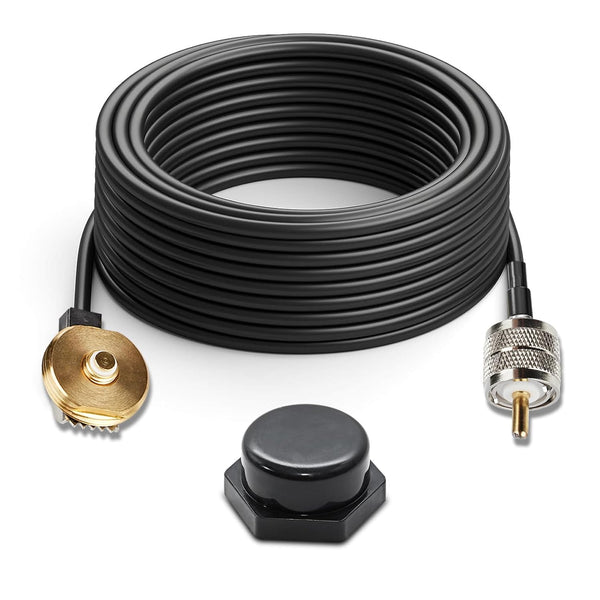 Anina 16ft Pure Copper Coax Cable NMO to PL259 Male, Low Loss