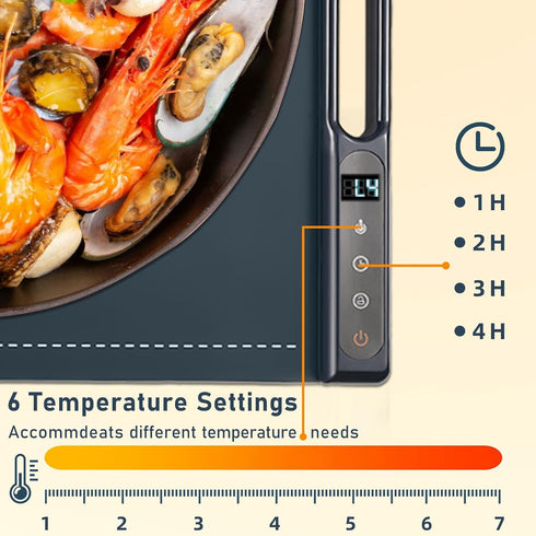 DTPTCIM Tray,10-Second Heating,7 Settings Food Warming Fast Temperature with Timer & Overheat Protection.Warming Trays