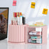 LETURE Rotating Office Desk Organizers with 2 Drawer, Pencil Pen Marker Holder for Desktop Storage Organizers and