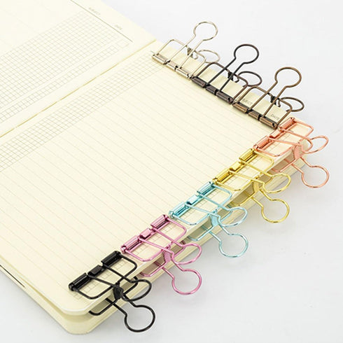 Hollow Out Paper Binder Clip, Invoice Bill Clip, Office Supplies Pack of 10 (S, Bronze)
