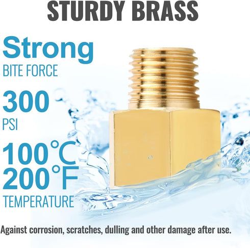 SUNGATOR 4-Pack 1/2 Inch Male x 1/2'' Female Brass Pipe Fitting Adapters, 1/2'' NPT Male to Female
