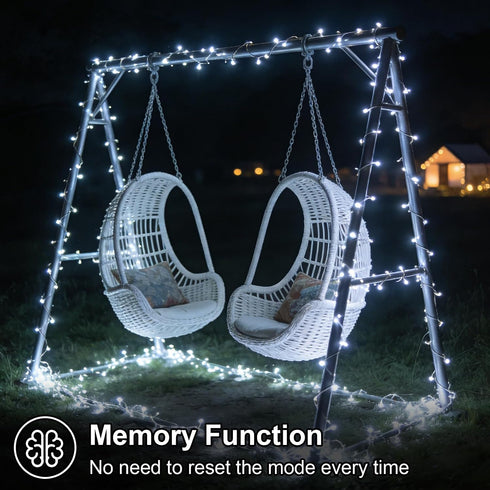 2 Pack 66ft 200 8 QITONG White Solar String Lights Outdoor Waterproof, Each LED Solar Christmas Lights, Modes Green